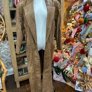 Genuine Leather Michelle Stuart 1989 long jacket women medium